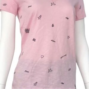 Victoria's Secret Pink T Shirt V Neck Pink Logo Dog Medium